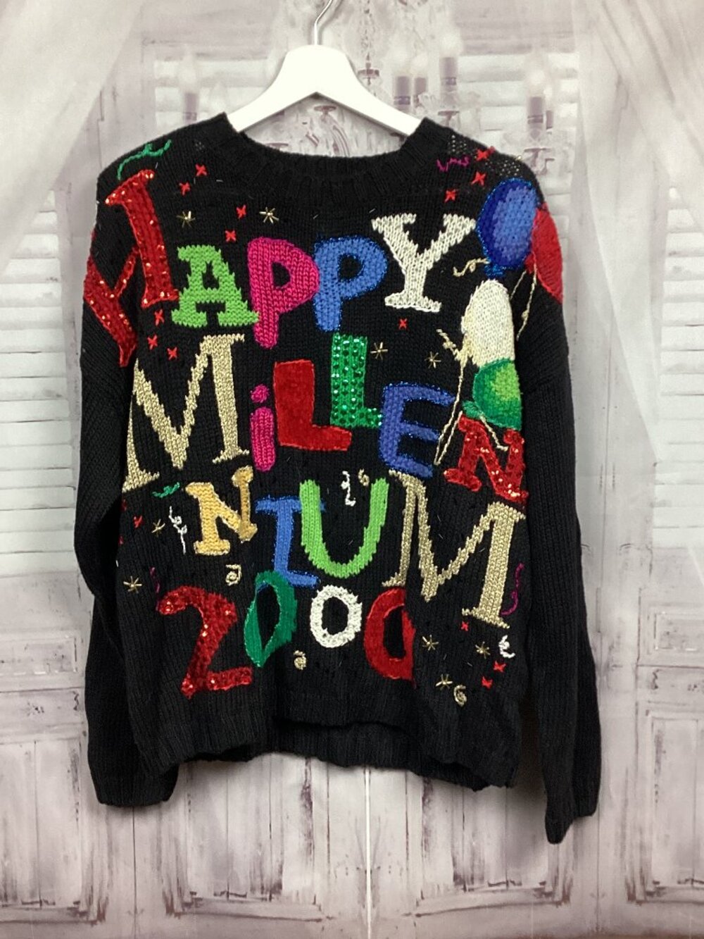 Vintage Tiara Happy Millennium 2000 Y2K New Years Sweater M
